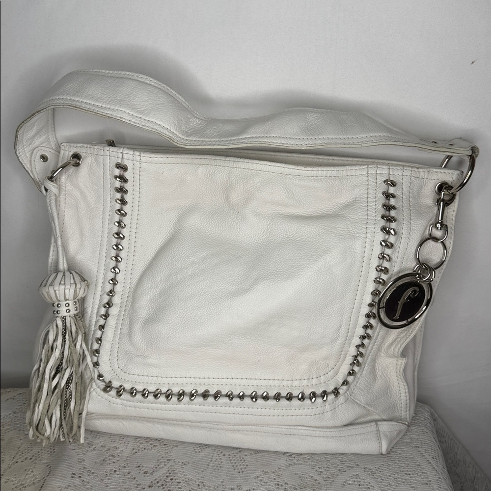 Vintage Fortuno Valentino leather white fringe tassel shoulder bag purse - Picture 3 of 9